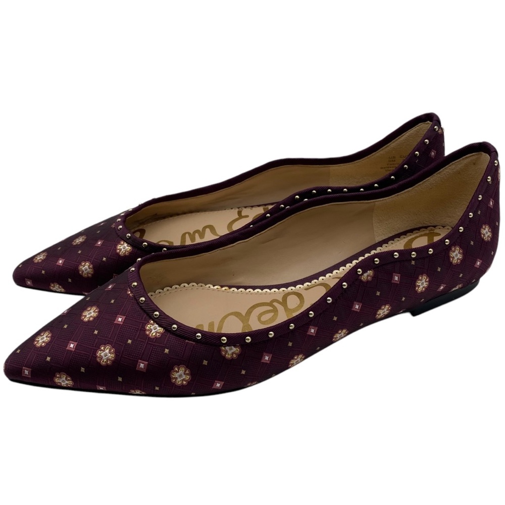 Sam Edelman Shoes Rivera Flats Sz 9 Wine Red Purple Point Toe Scalloped Feminine